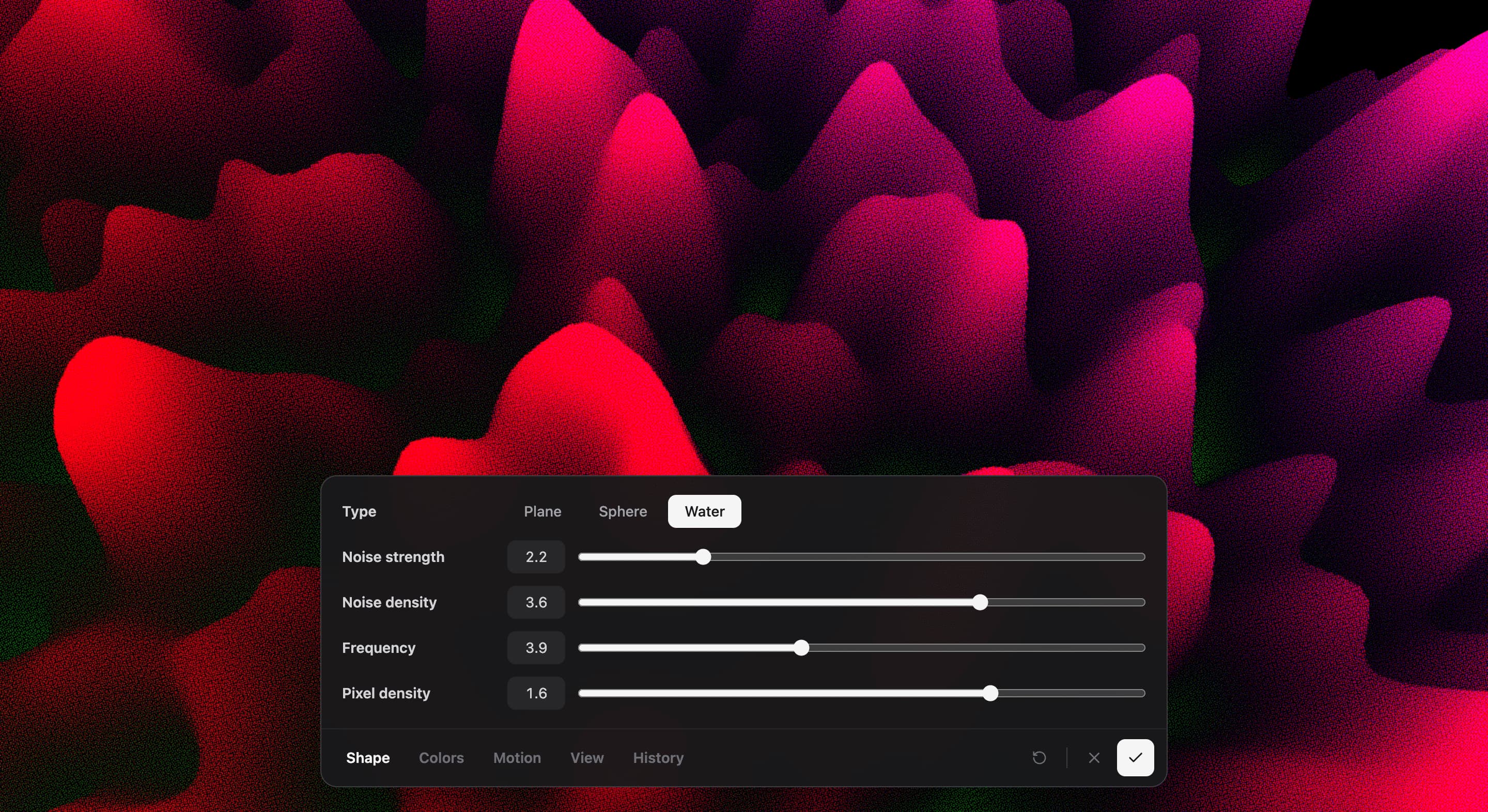 Animated background editor of a bento page
